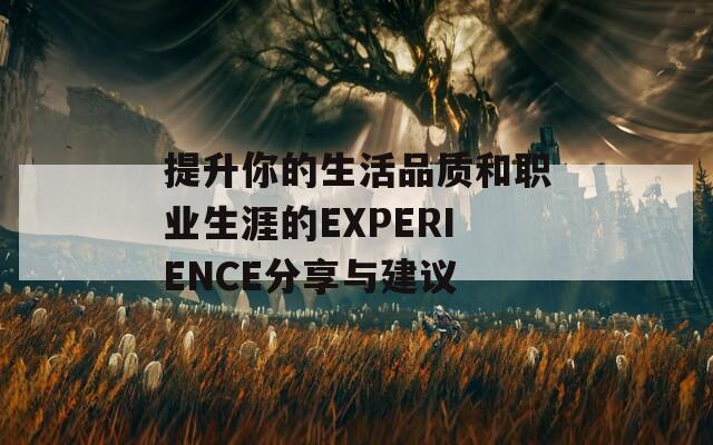 提升你的生活品质和职业生涯的EXPERIENCE分享与建议