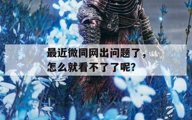最近微同网出问题了，怎么就看不了了呢？