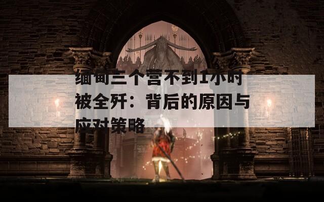 缅甸三个营不到1小时被全歼：背后的原因与应对策略