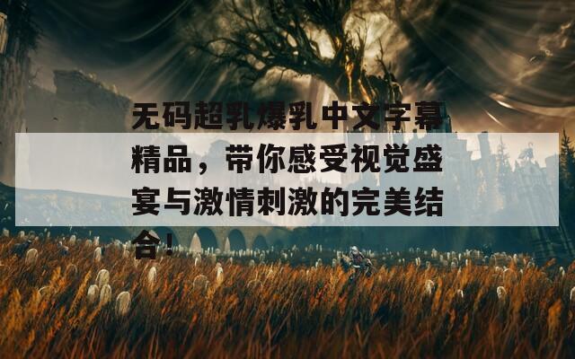 无码超乳爆乳中文字幕精品，带你感受视觉盛宴与激情刺激的完美结合！