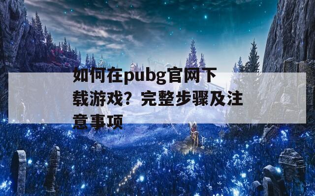 如何在pubg官网下载游戏？完整步骤及注意事项