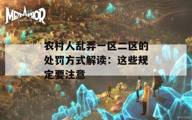 农村人乱弄一区二区的处罚方式解读：这些规定要注意