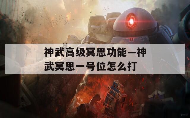 神武高级冥思功能—神武冥思一号位怎么打