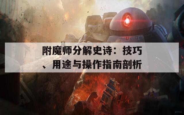 附魔师分解史诗：技巧、用途与操作指南剖析