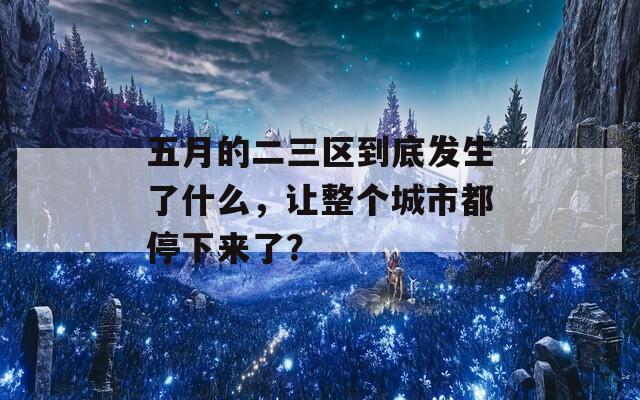 五月的二三区到底发生了什么，让整个城市都停下来了？